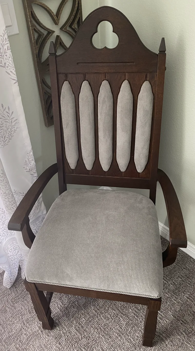 Carved high-back chair restored