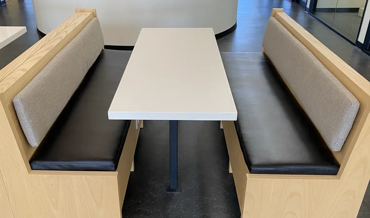 Restaurant booth seating reupholstered