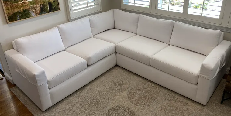 White sectional reupholstered